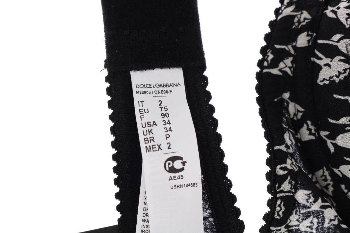 Black label on fabric with white lettering