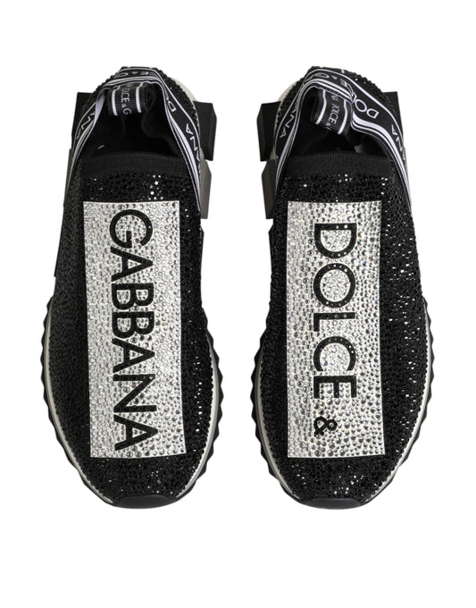 Pair of glittery shoes with brand names on side