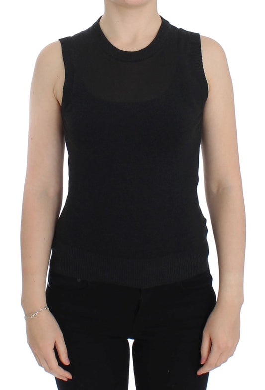Black tank top on woman