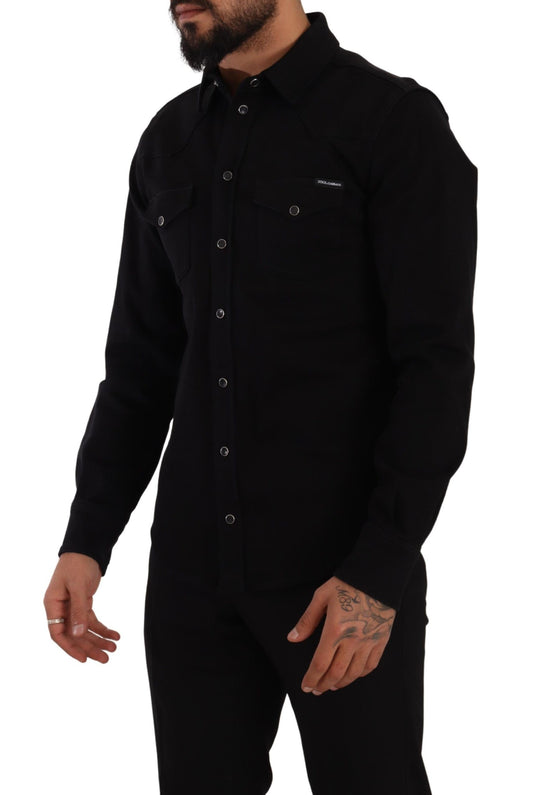 Man wearing black denim jacket