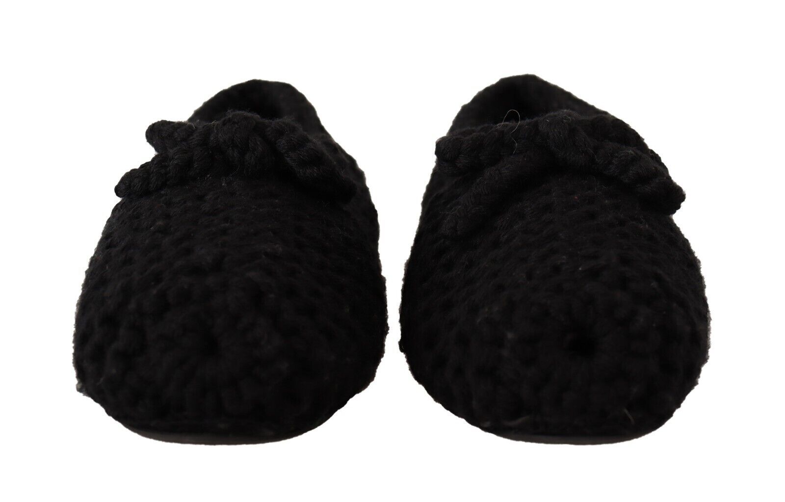 Pair of black baby booties with ties