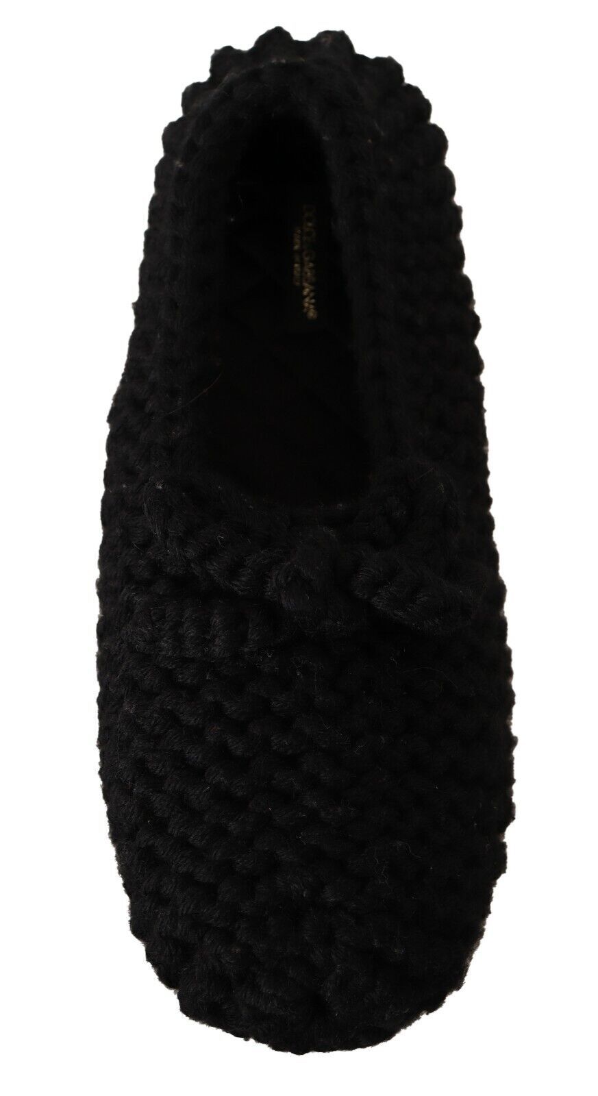 Black slipper with a knit texture