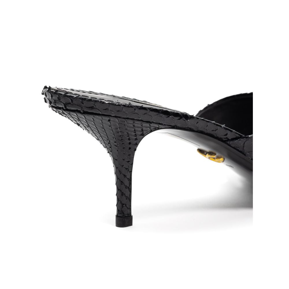 Black high heel shoe with a stiletto heel