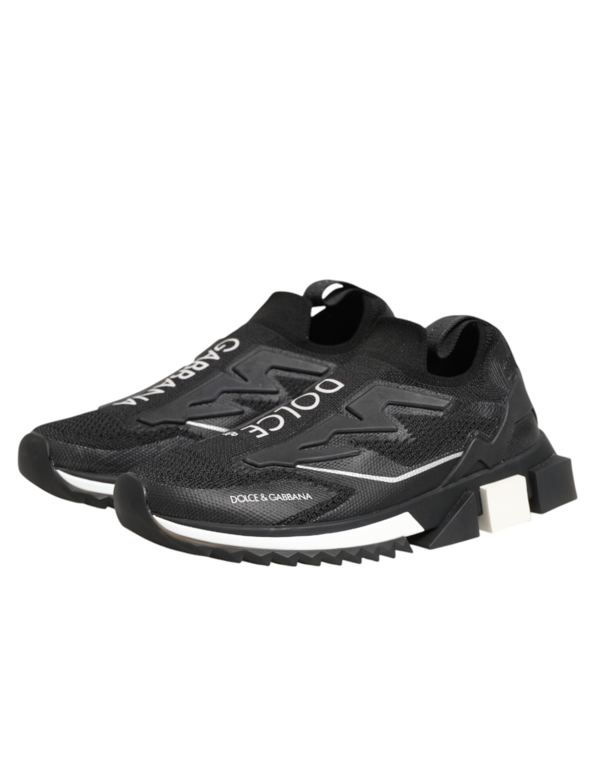 Black athletic shoe with white laces and logo on side