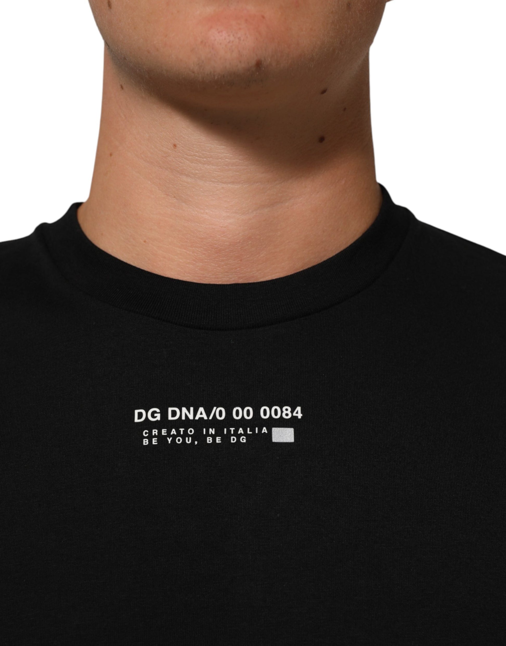 Black t-shirt with white DNA code on front