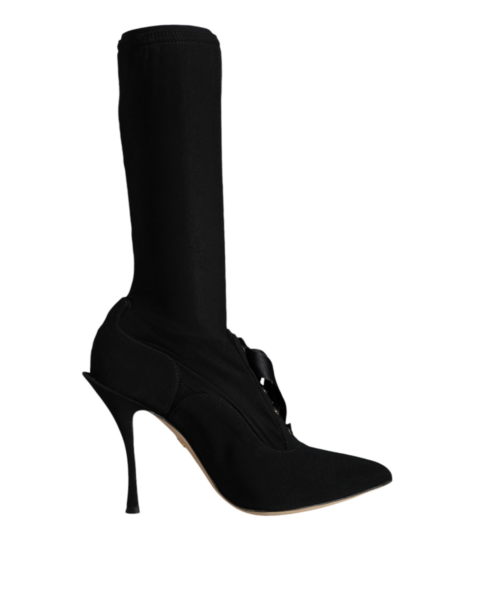 Black knee high boot with heel