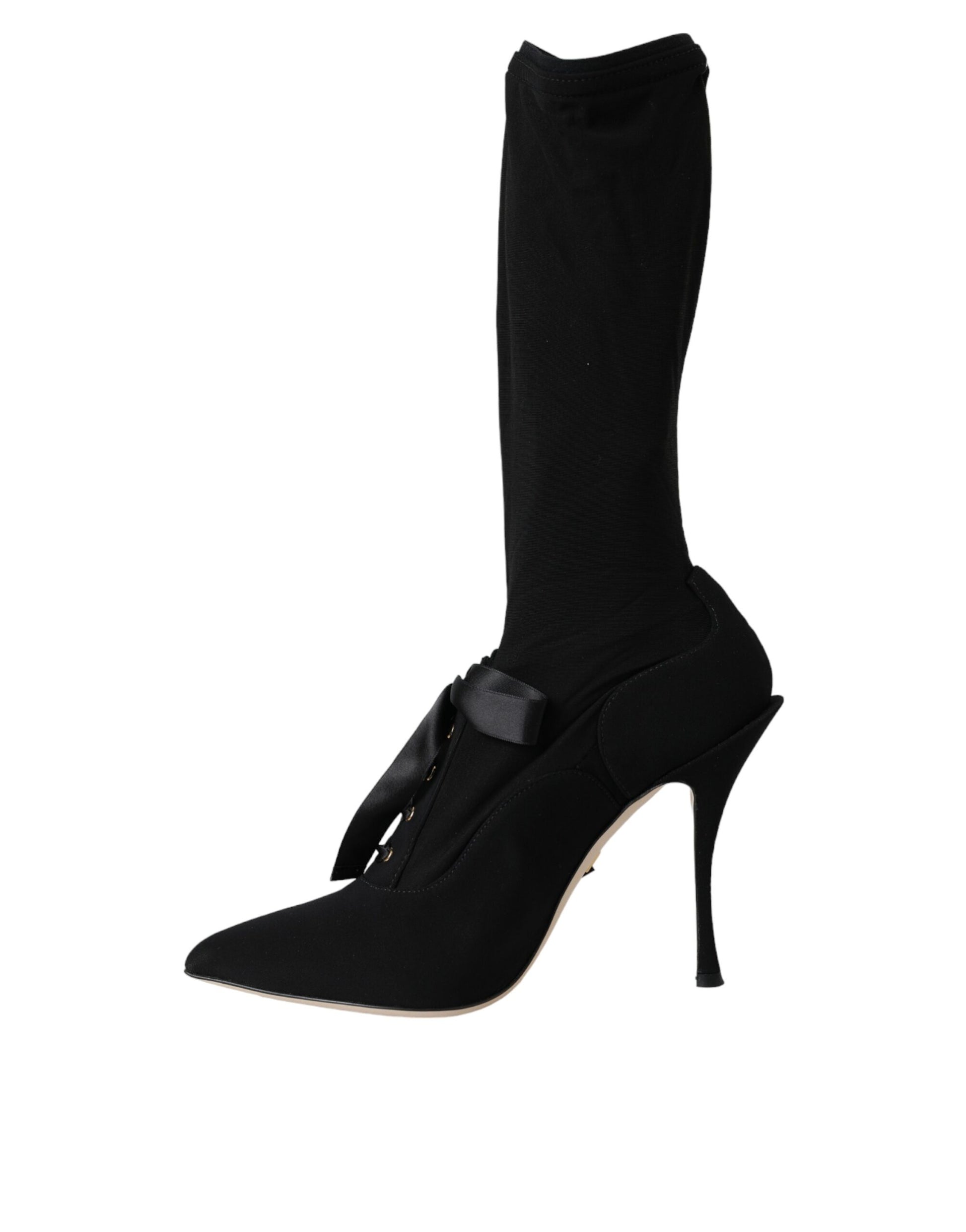 Black knee high boot with black sock