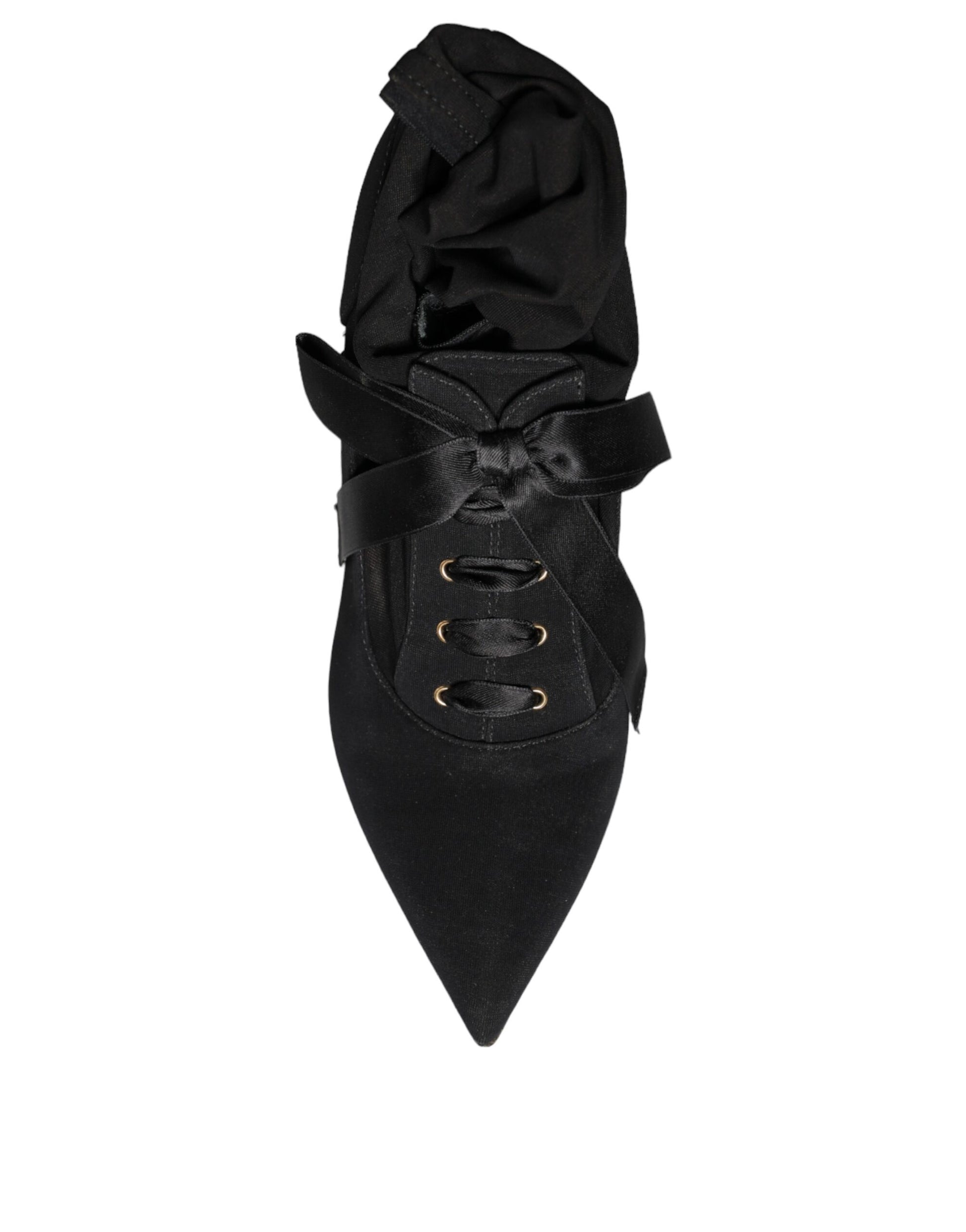 Black leather boot with laces and buckles