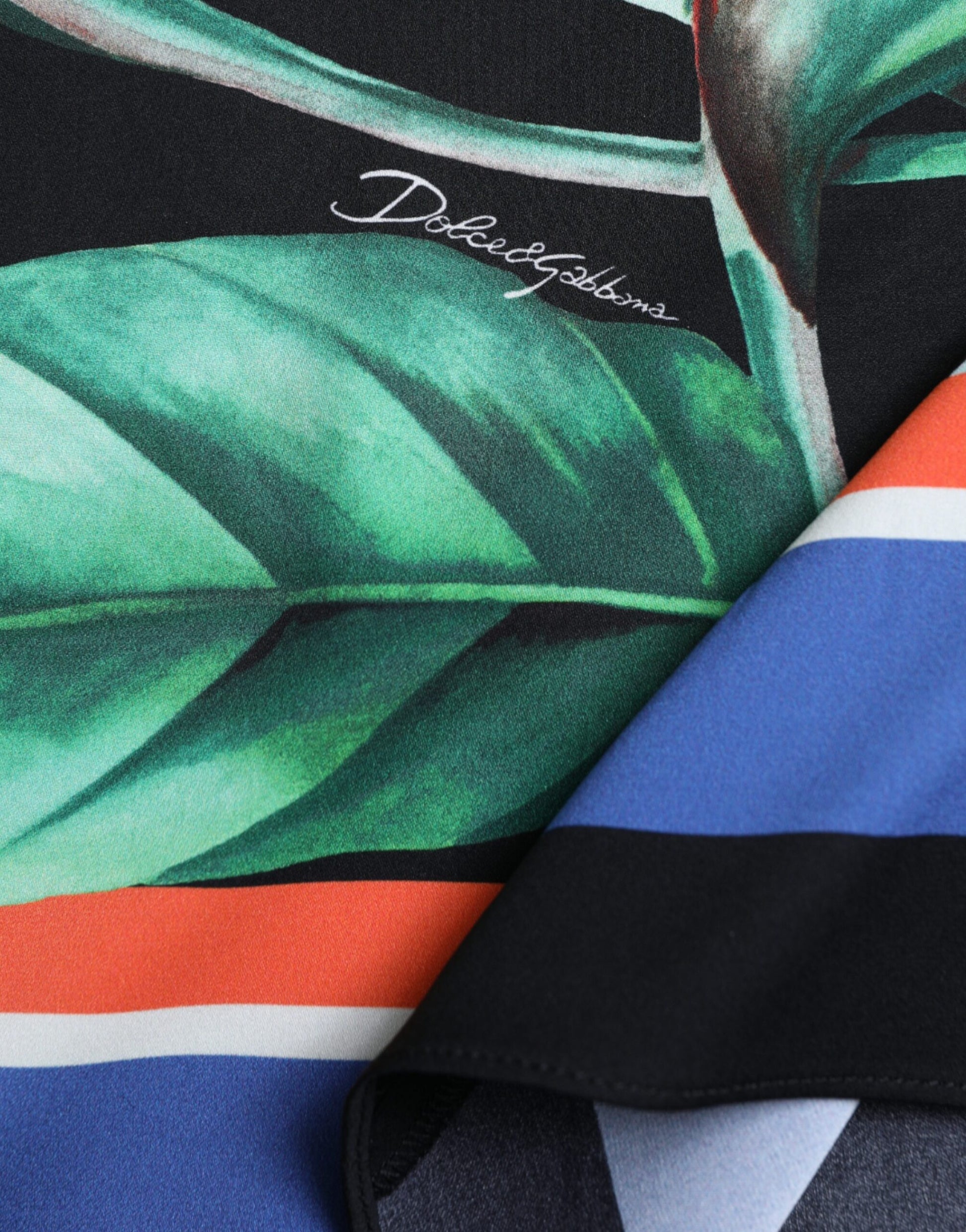 Colorful fabric with tropical leaf design