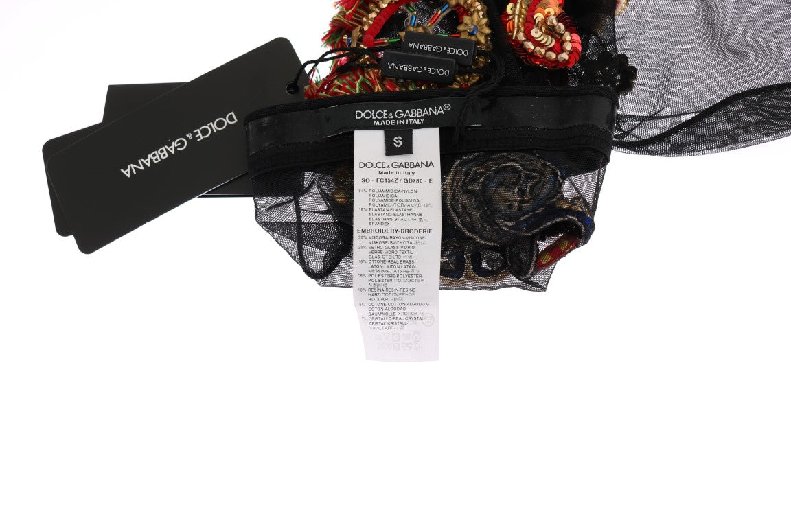 Black lace lingerie set with red embellishments