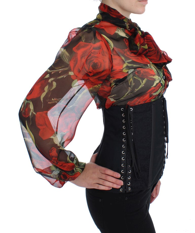 Woman wearing corset and floral top