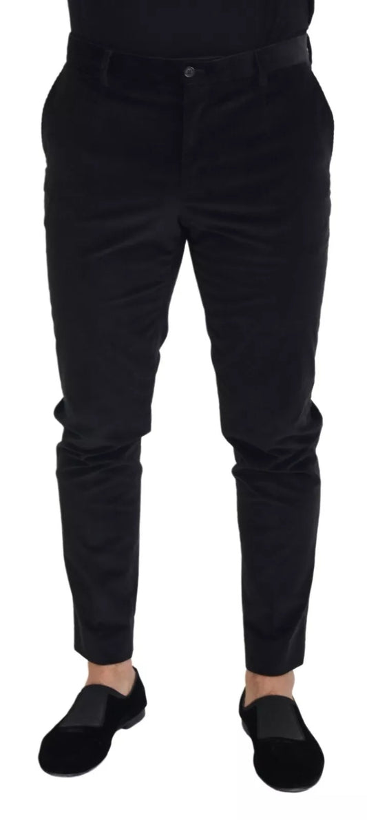 Pair of black trousers with a high waist and wide legs
