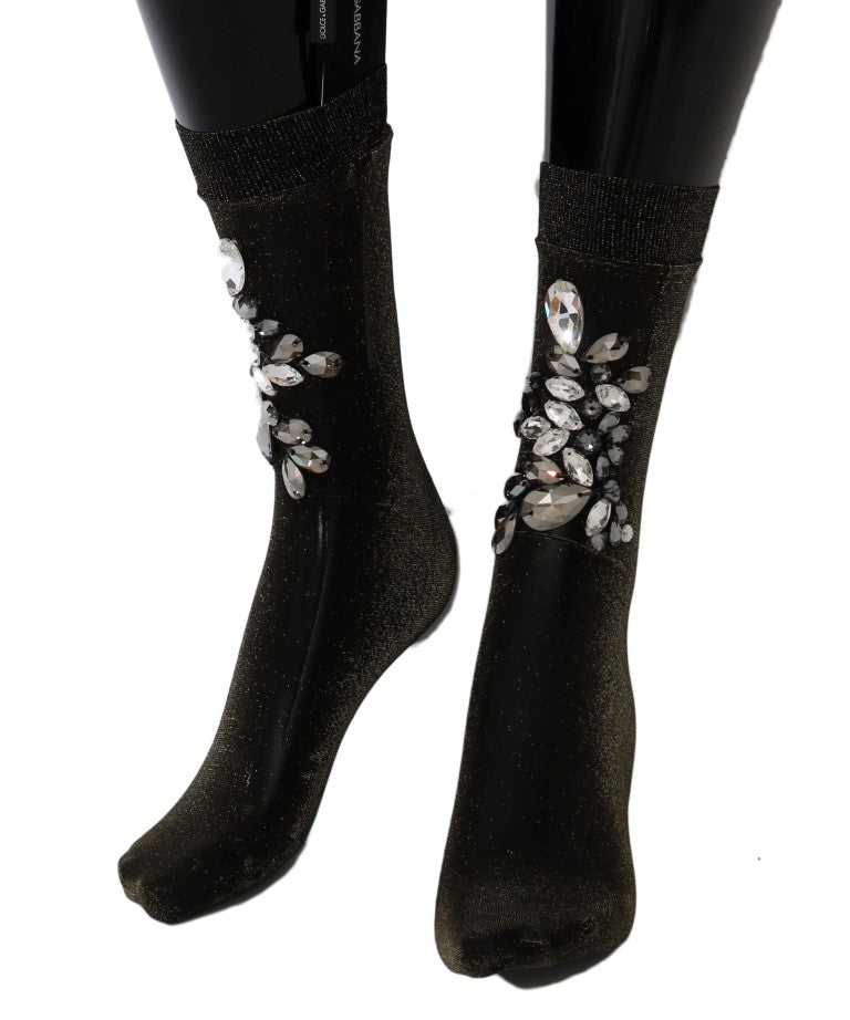 Pair of glittery socks with embellishments on top