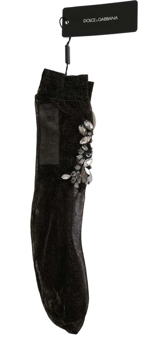 Black sock with sequins on top