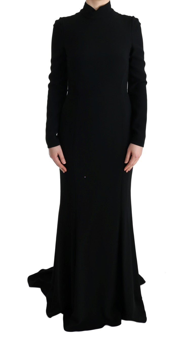 Long black dress with long sleeves