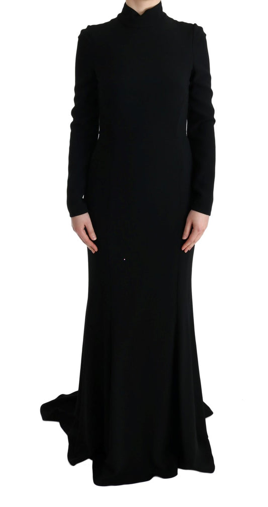 Long black dress with long sleeves
