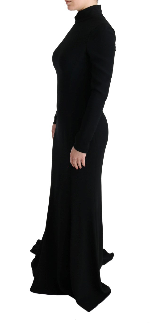 Black dress with long sleeves and high neckline