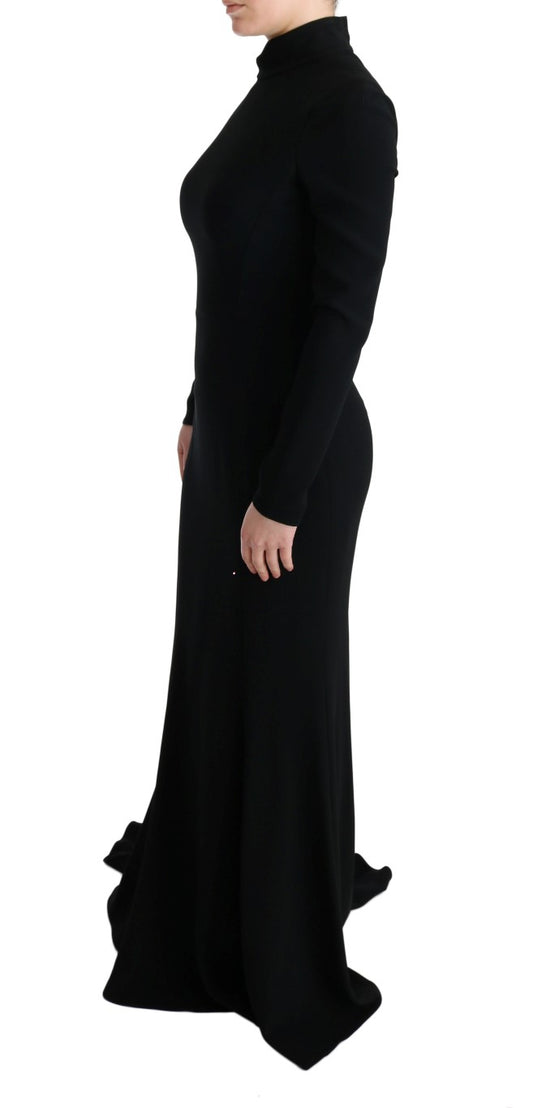 Black dress with long sleeves and high neckline