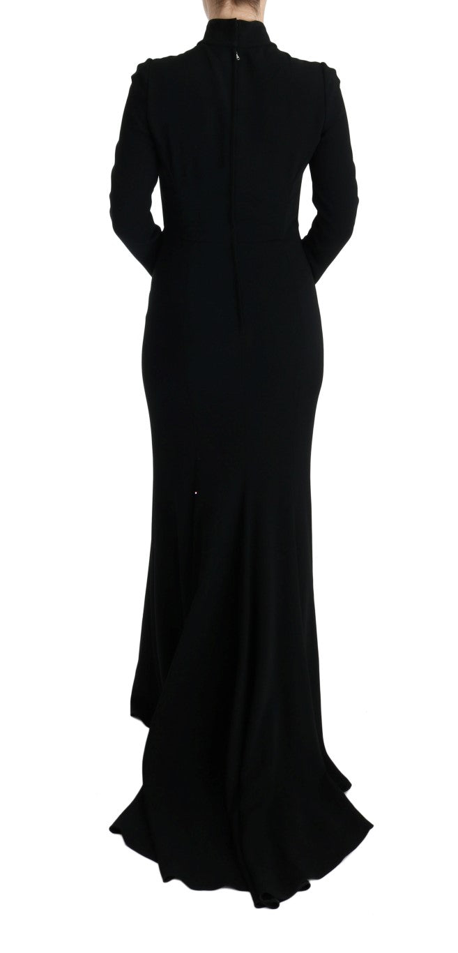 Black long sleeve dress with train on back