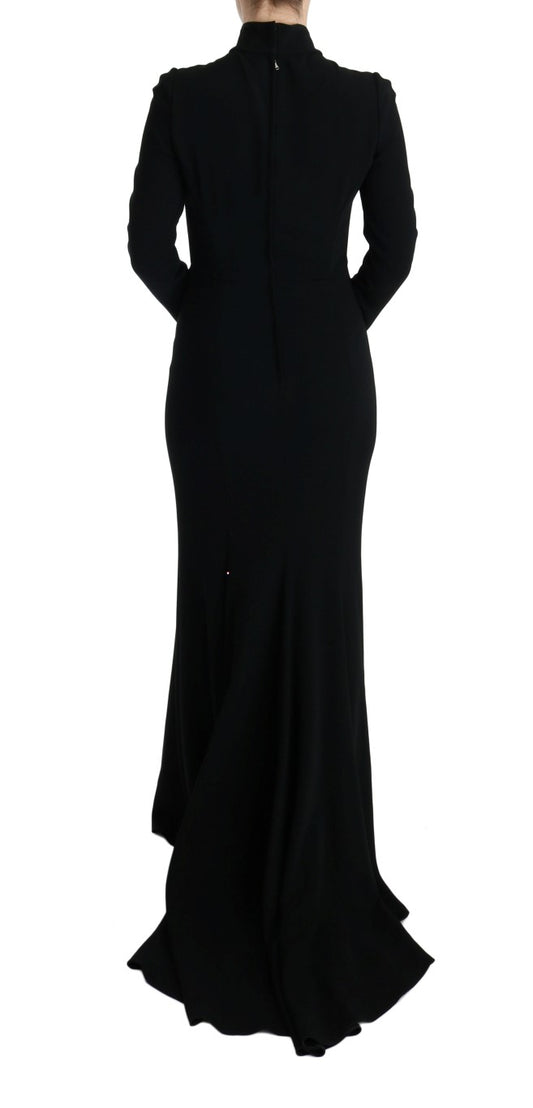 Black long sleeve dress with train on back