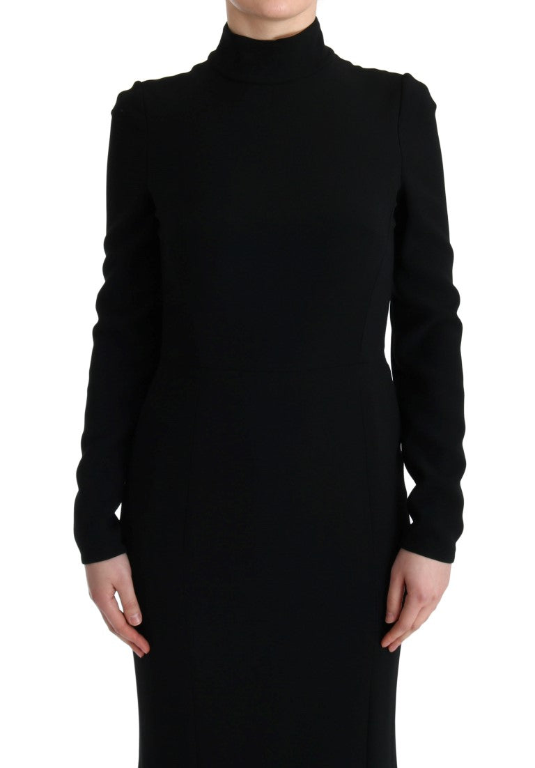 Black dress with long sleeves and high neckline