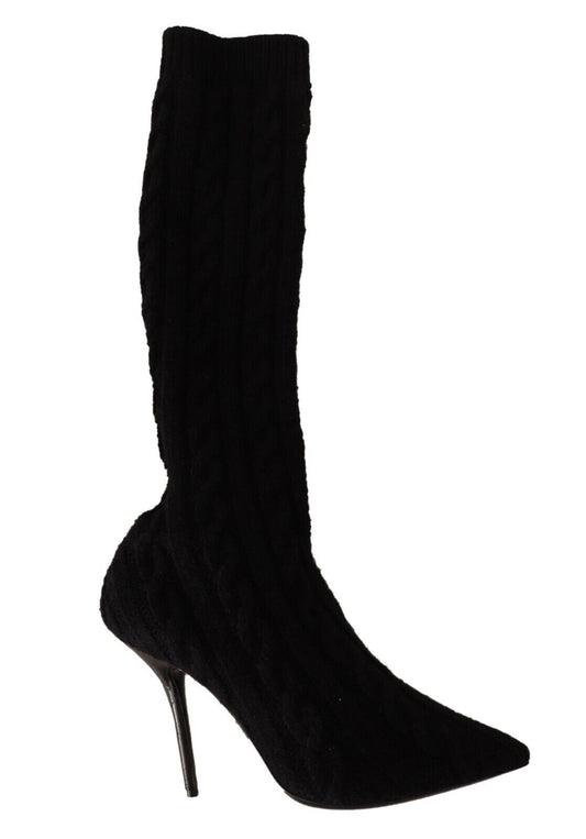Black knee high boots with heels