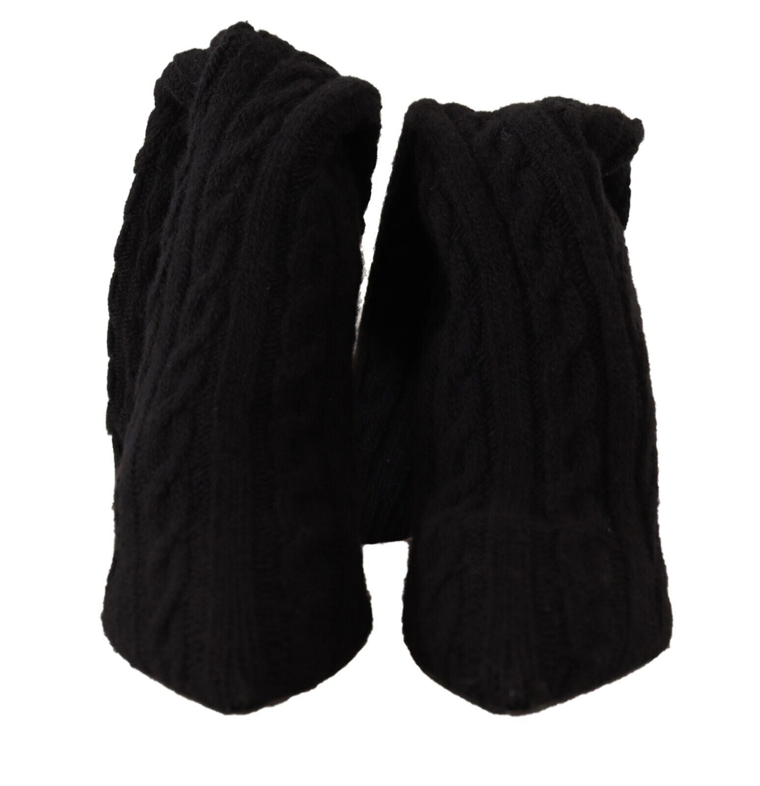 Pair of black knitted fingerless gloves