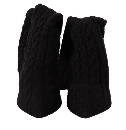 Pair of black knitted fingerless gloves