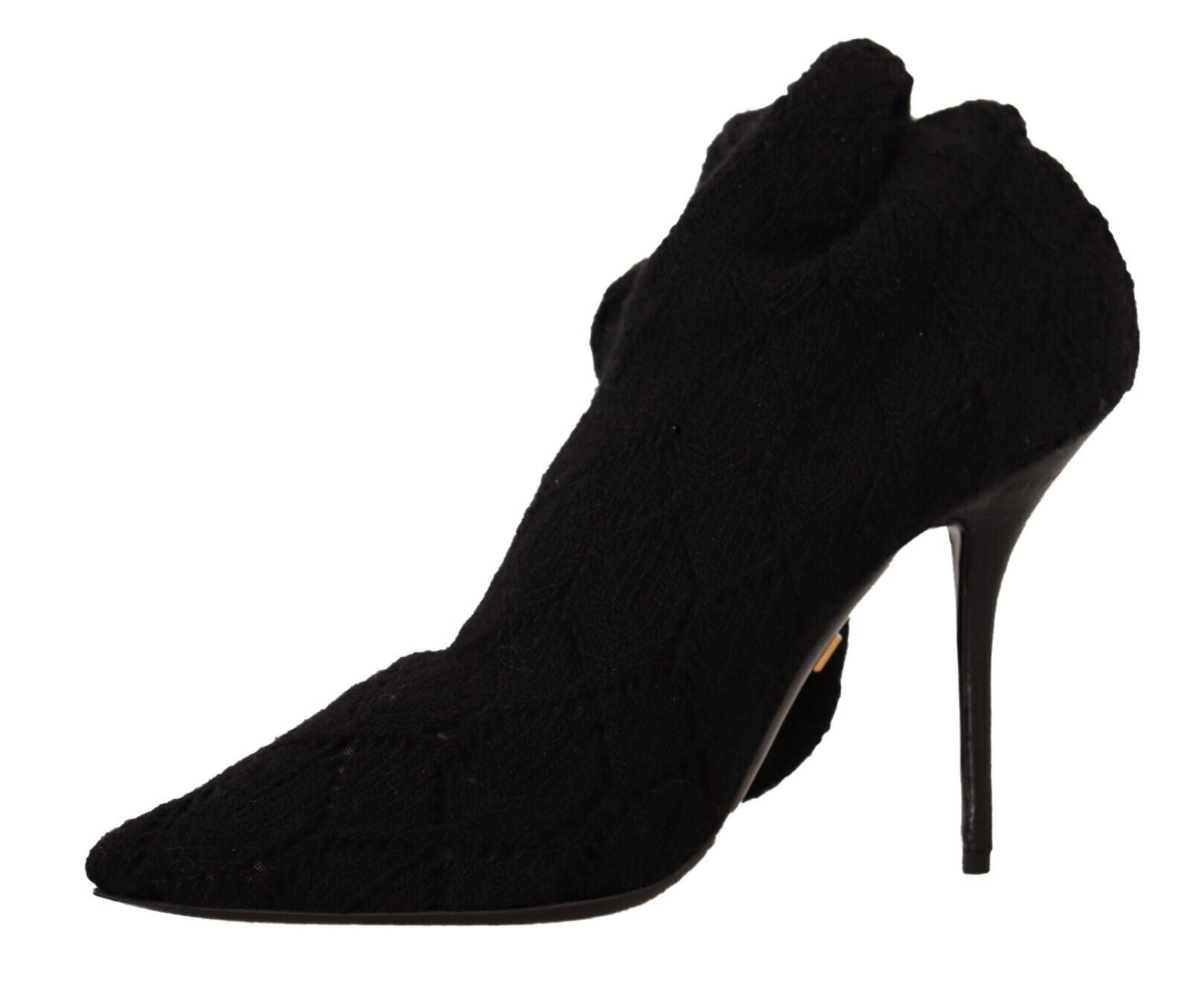 Black suede ankle boot with pointed toe and high heel