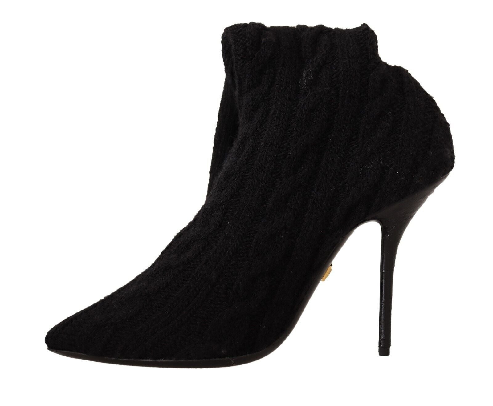 Black suede ankle boot with pointed toe and high heel