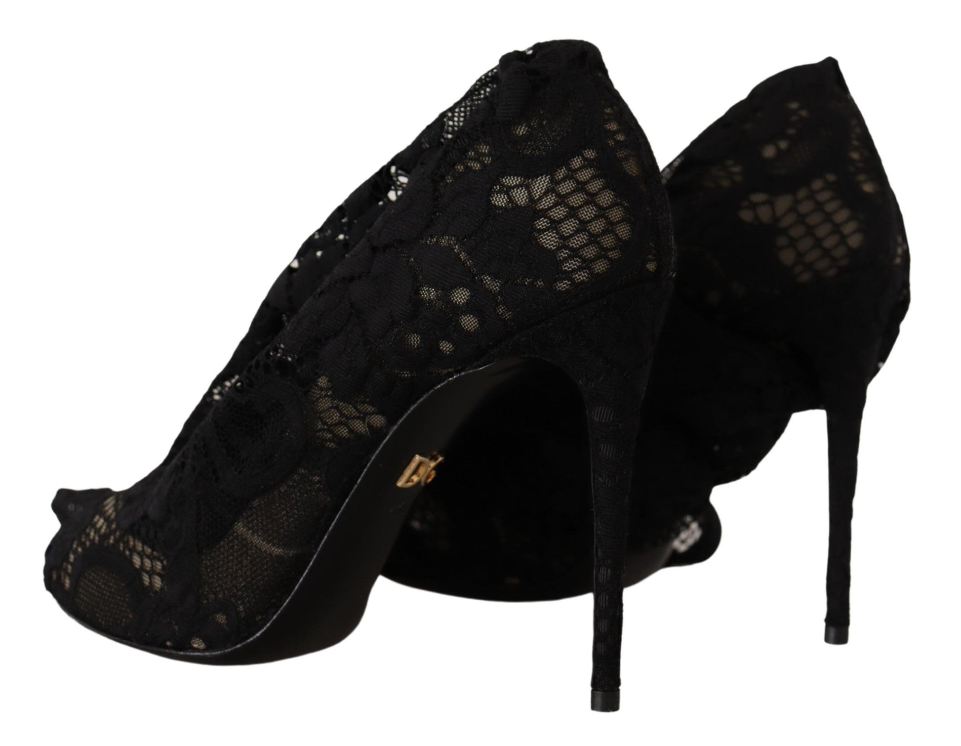 Pair of black lace up high heels