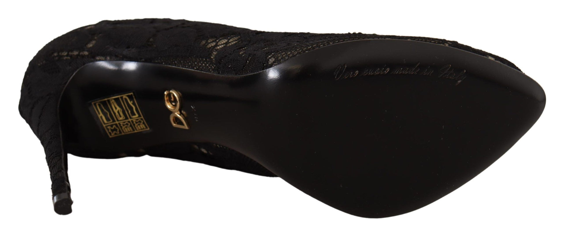 Black shoe with gold accents