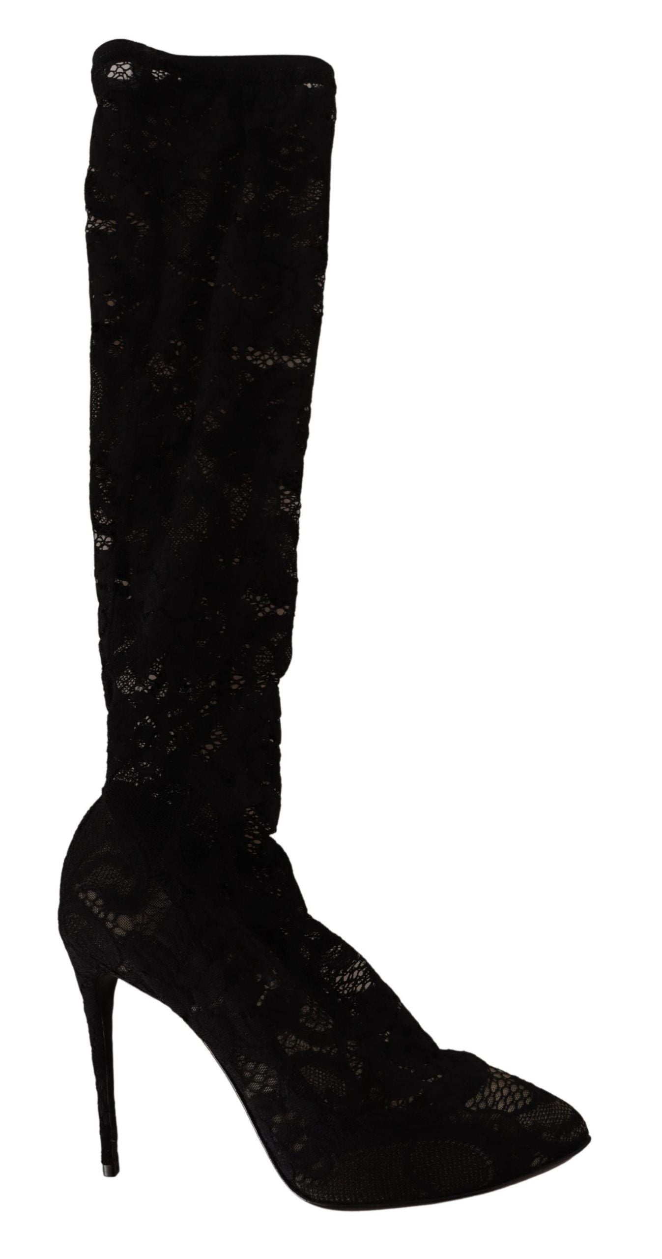 Black knee high boots with heels