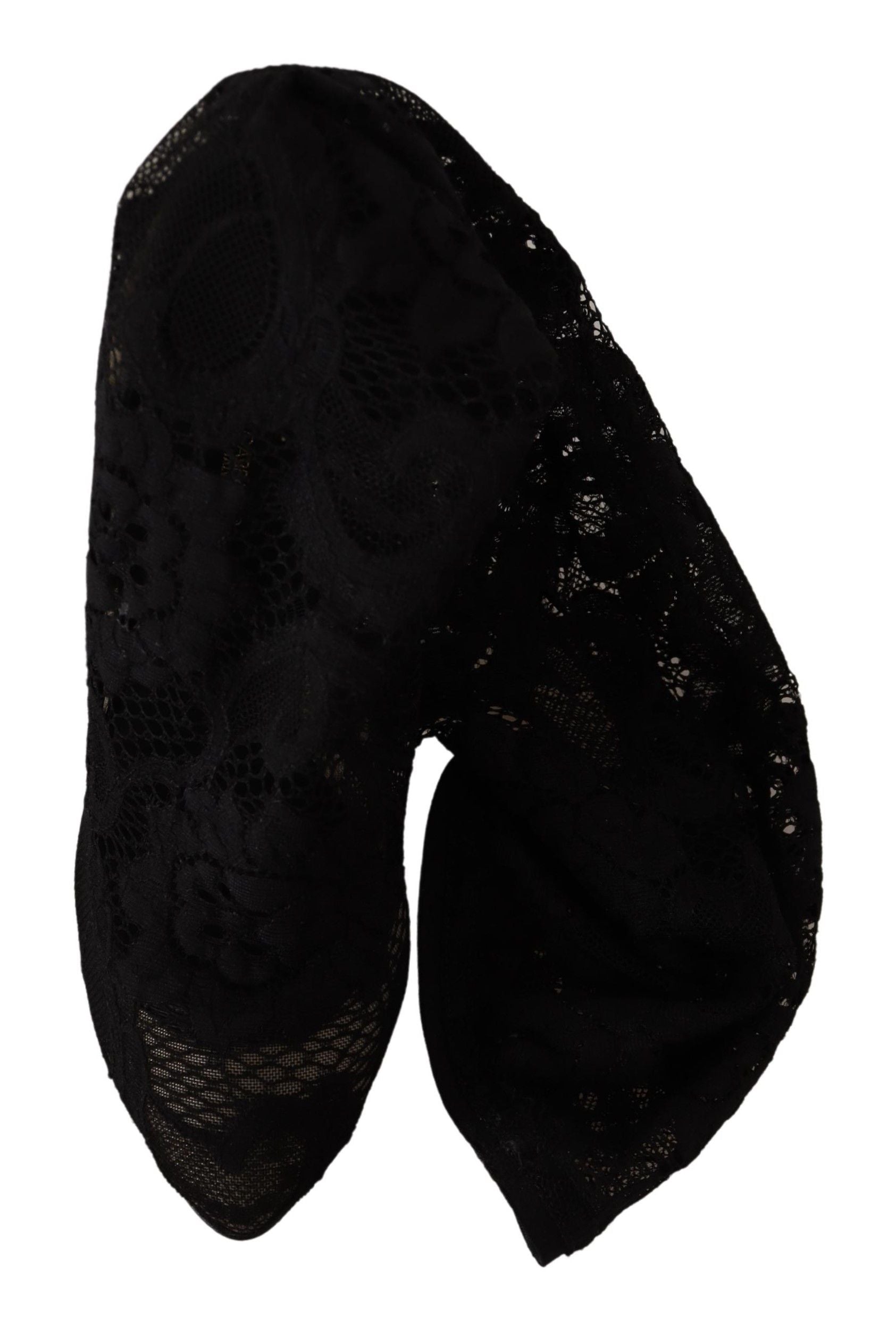 Black lace gloves on display