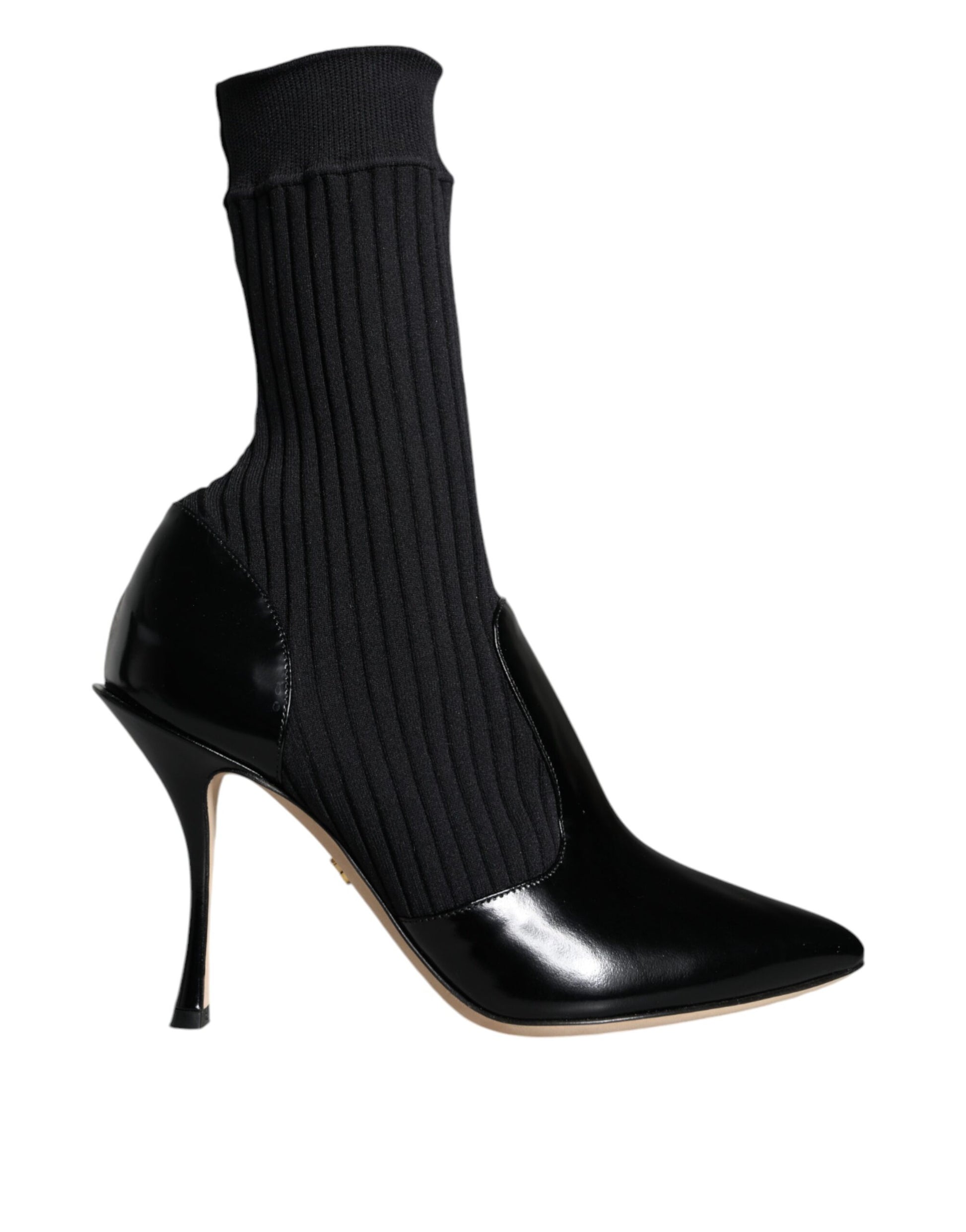 Black sock boot with heel