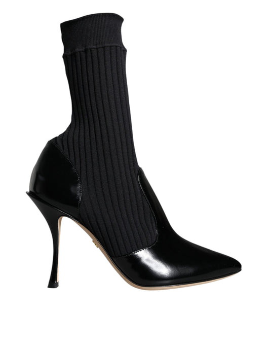Black sock boot with heel