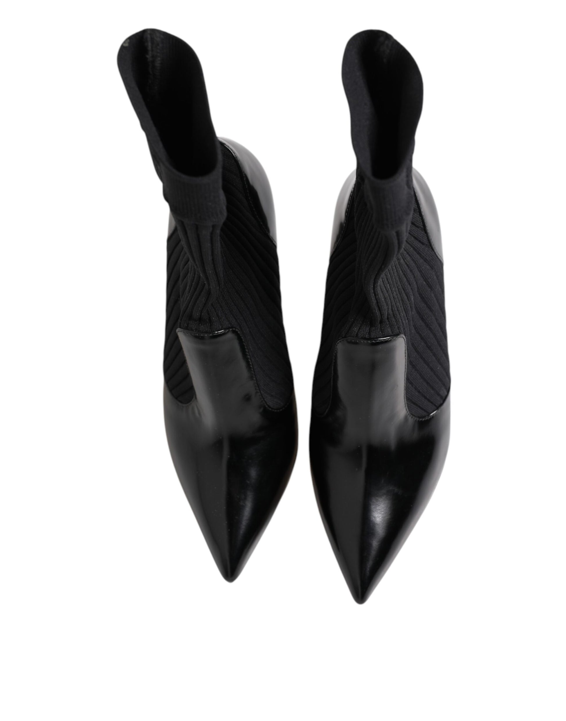 Pair of black high heel shoes with embellishments