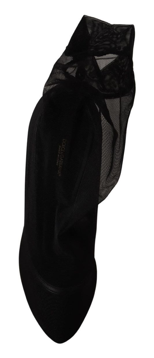 Black sock with a pattern on it