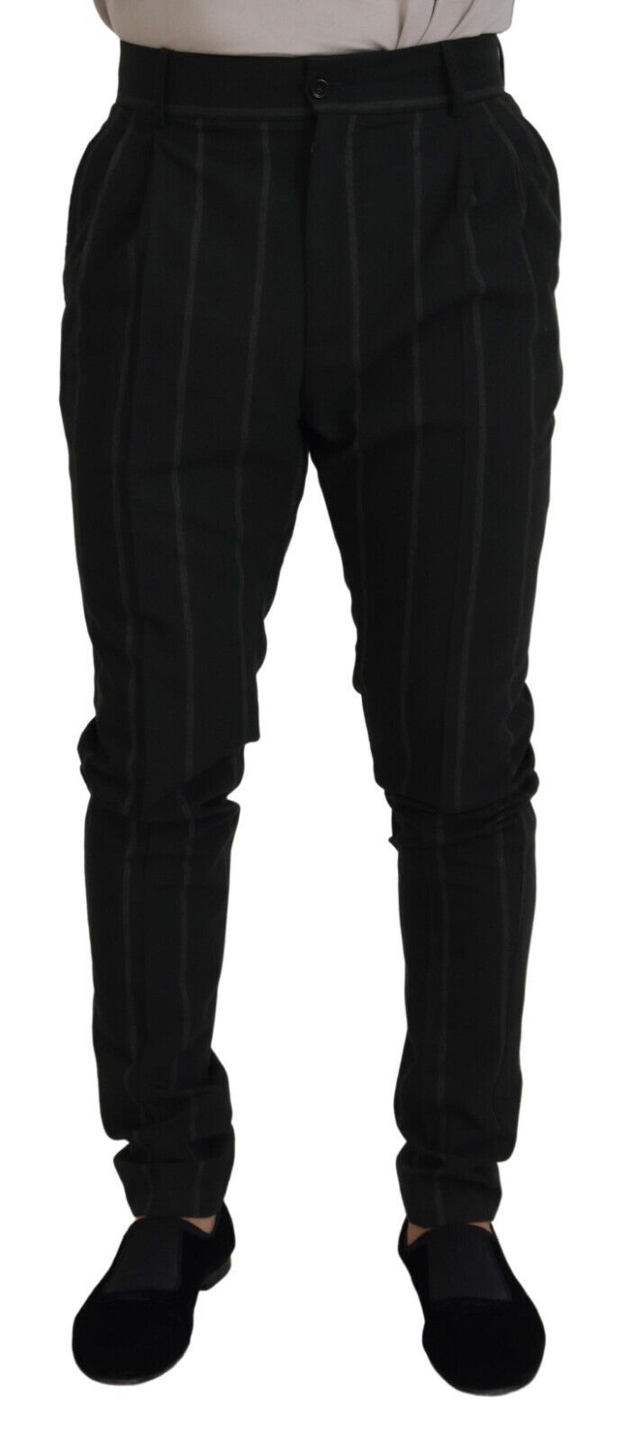 Pair of black trousers with white stripes
