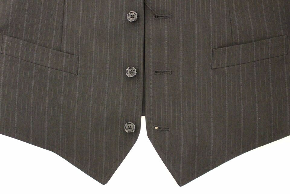 A black striped vest gilet with two front pockets, designed by Dolce & Gabbana