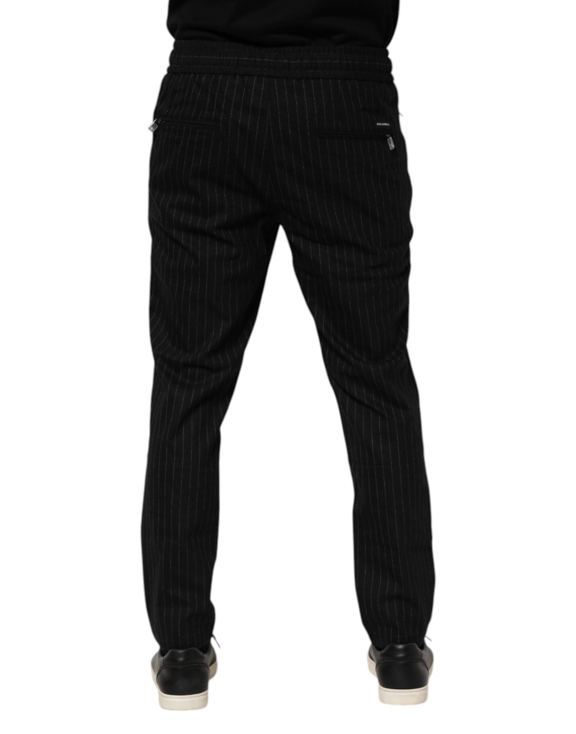 Pair of black pants with white stripes