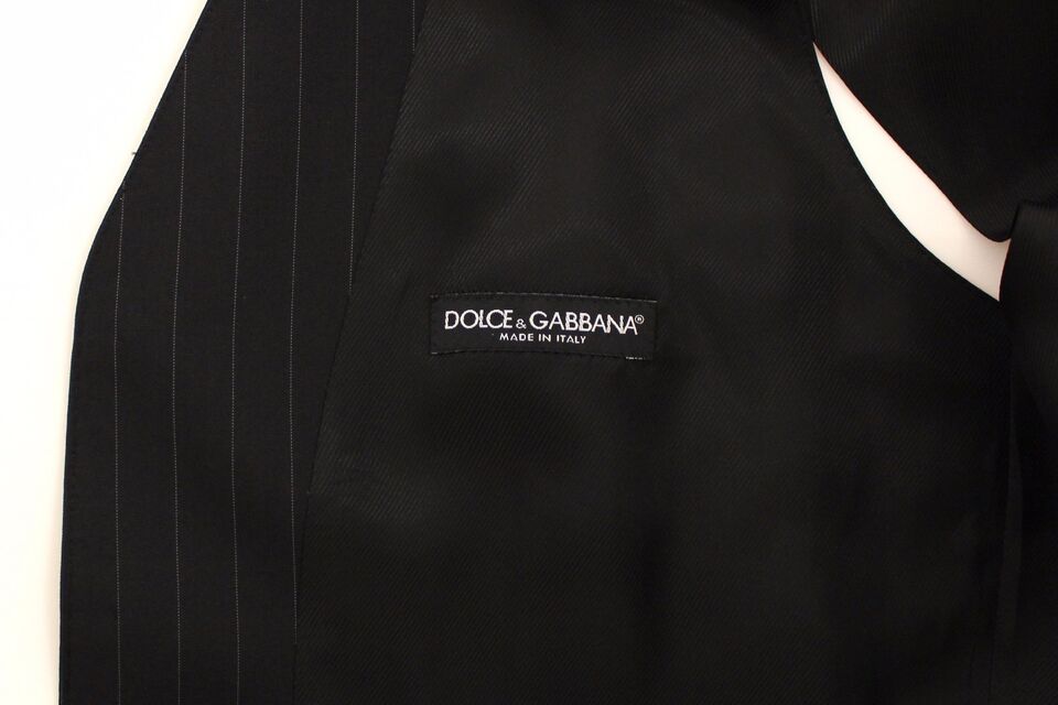 A black striped wool silk vest from Dolce & Gabbana