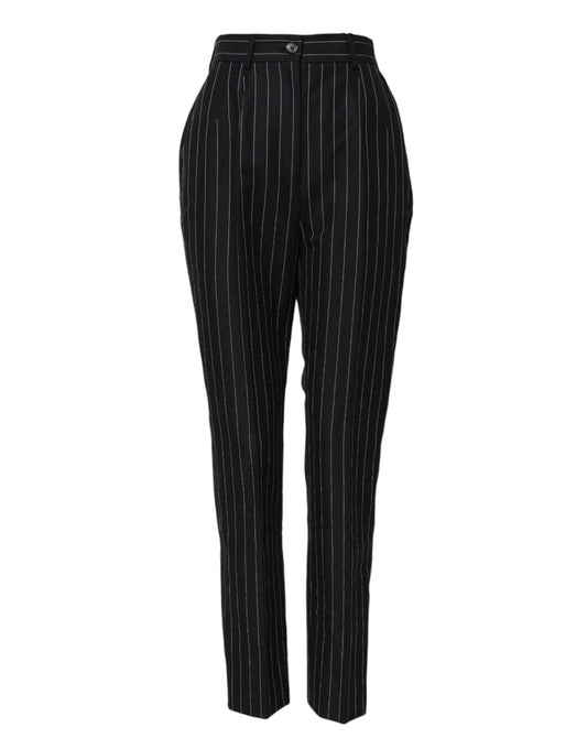 Black pants with white stripes