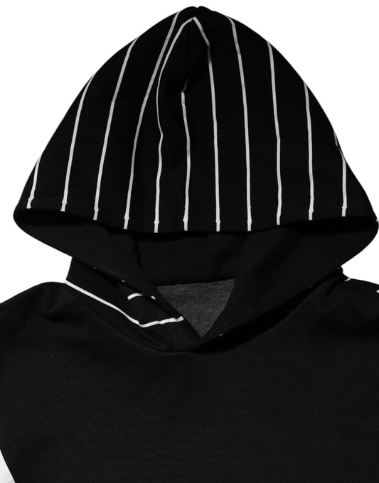 Black hoodie with white stripes