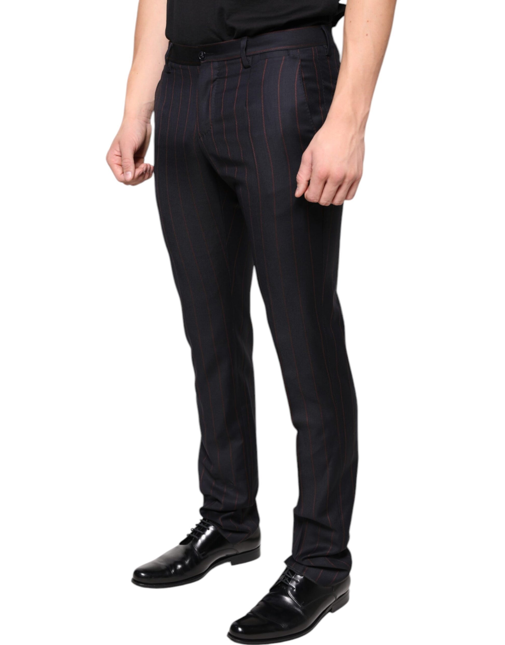A pair of black striped men's dress pants by Dolce & Gabbana