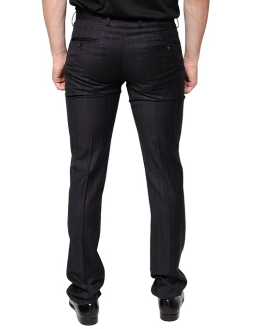 A pair of black striped men's dress pants from the brand Dolce & Gabbana
