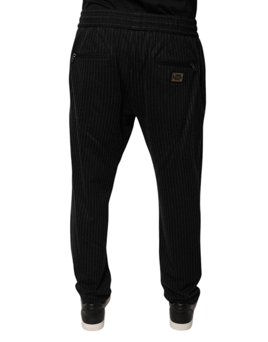 A pair of black striped viscose skinny dress pants from Dolce & Gabbana