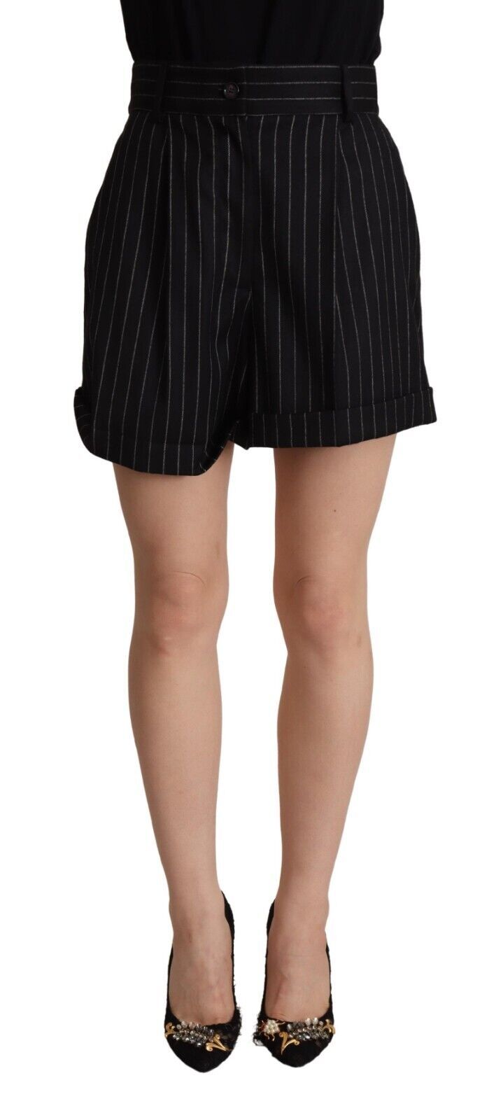 Black pencil skirt with white stripes
