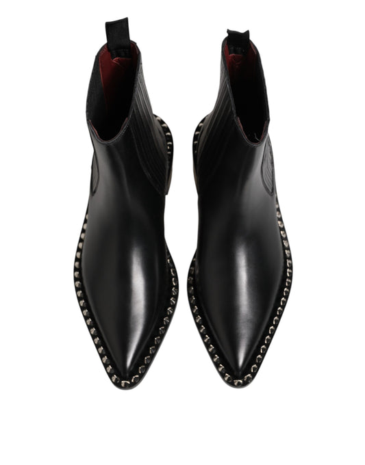 Pair of black boots with studded details