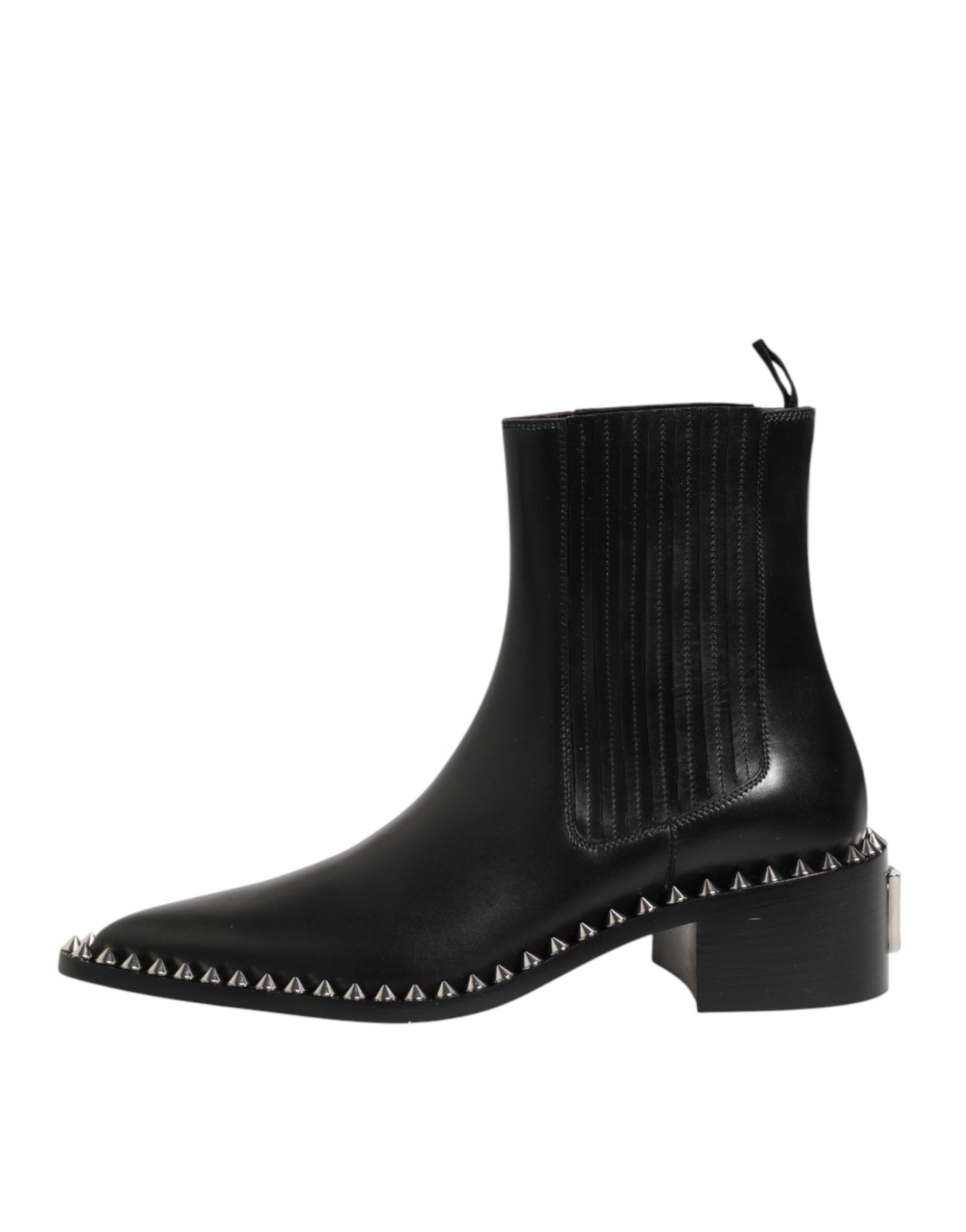 Black leather boot with studded detailing on side